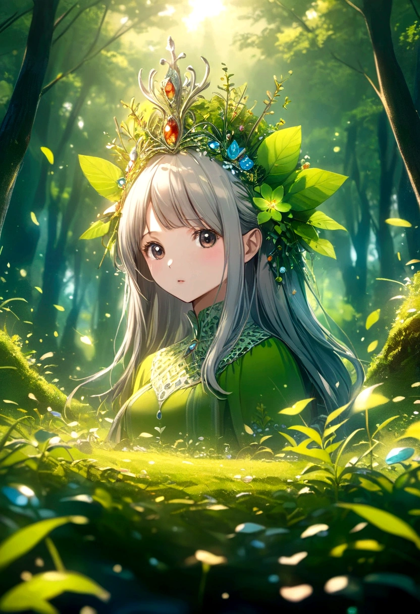 best quality, very good, 1.60,000, ridiculous, Extremely detailed, queen of the forest，Background grassland ((A masterpiece full of fantasy elements))), ((best quality)), ((Intricate details)) (8K)