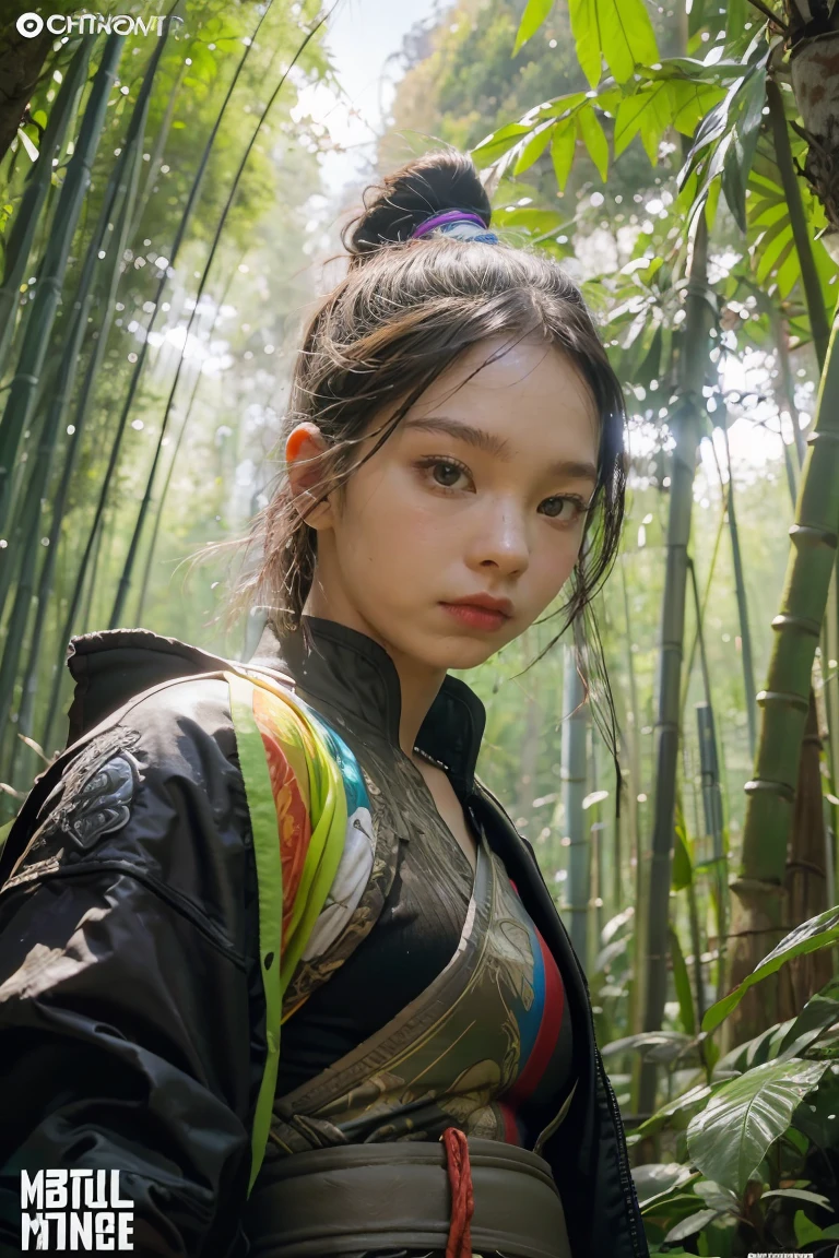 bamboo forest background，A look of determination，colorful vivid octane render, cybernetic and highly detailed, loba andrade from apex legends, created in unreal engine 5, made in unreal engine 5, trending on unreal engine 5, Antique portraits, Martial arts fantasy style 8k octane rendering, rendered in unreal 5, rendered in high octane