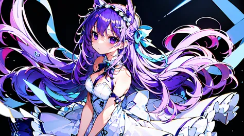 ((masterpiece, highest quality)),best aesthetics,one girl, alone, flower, ribbon, white rose, javelin (azur lane), purple hair, ...