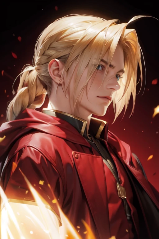 Obra maestra, mejor calidad, fondo de pantalla, 1 chico, solo, enfoque masculino, mirando al espectador, Realista, [[Eduardo_Elric|blonde ikemen]:Eduardo_Elric:16]pelo rubio, ojos amarillos, trenza, single trenza, trenzaed ponytail, brazo mecánico único, resolución de 32k, (parte superior del cuerpo:1.5), ropa negra, red coat
BREAK
Eduardo_Elric 