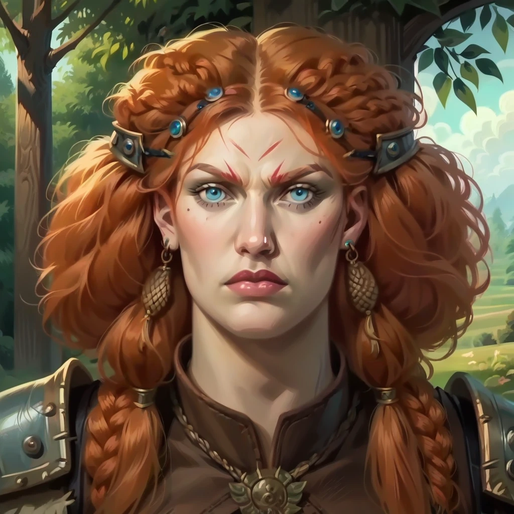 score_9, score_8_up, score_8, (masterpiece, best quality, highly detailed, realistic), source_photo, screencap, portrait of fcorn as a beautiful celtic barbarian warrior woman, barbarian outfit, glowering expression, long straight ginger hair, piercing blue eyes, facing the viewer, very close up, outdoors
 