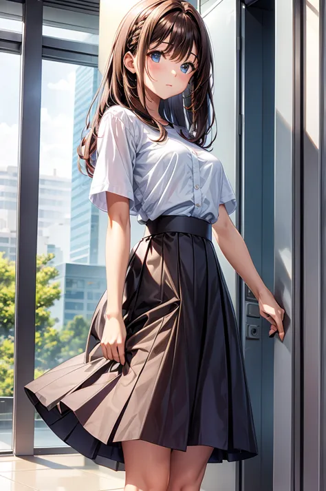 hair color brown,semi-long,Tight Skirt