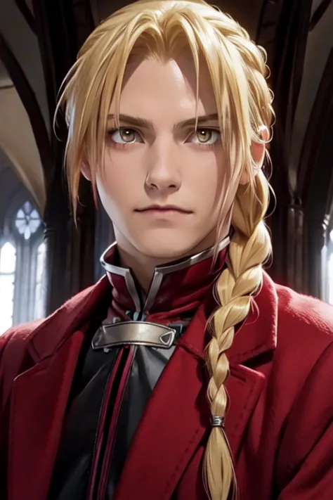 masterpiece, best quality, wallpaper, 1boy, solo, male focus, looking at viewer, realistic, [[edward_elric|blonde ikemen]:edward...