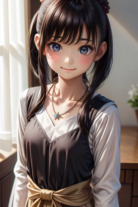 Detailed face, Cute face,Brown eyes, Great quality, masterpiece, High ResolutiOn top of that, One Girl, blush, (Captivating smil...