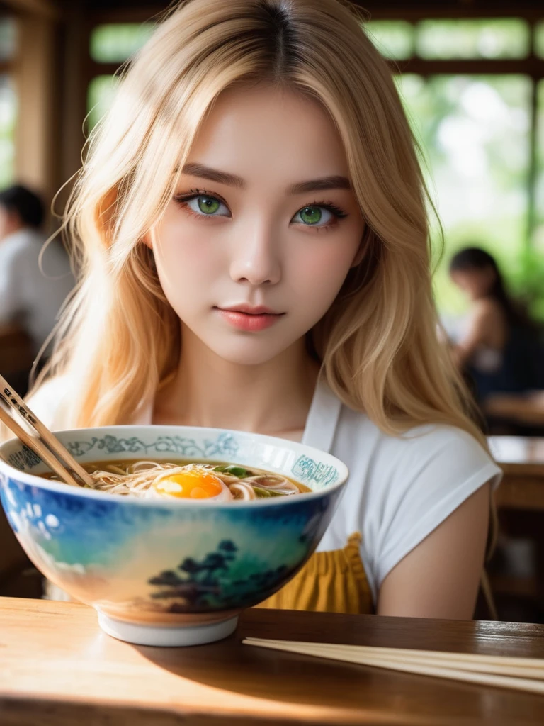 (2 meninas) (Dois 1s.o As meninas suecas são misteriosas, magro e bonito、Atraente e tímido),segurando os pauzinhos, Eat ramen, Várias tigelas grandes de comida quente e fumegante:1.5 tigelas de ramen, Pele suada e oleosa, risada sutil,olhando diretamente para a câmera, rosto fino perfeito,Mandíbula estreita,mais alta qualidade, Iluminação Profissional, Muito detalhado, realista、algas marinhas、Servido em um, tigela de porcelana de alta qualidade, tronco,Olhos verdes lindos e detalhados,longos cabelos loiros dourados,sobrancelhas loiras, sombra esfumada, Vestindo um top de tubo com cordões de renda branca visíveis através dele, Rosto queimado de sol, , tampo de mesa de madeira rústico, Tóquioのお店, Bokeh,:1.3,Tóquio,Deus&#39;raios, cabelo retroiluminado, Fotos RAW vintage dos anos 2000, photorealista, grão de filme, câmera escondida, Filme com gradação colorida, Luz atraente, iluminação atmosférica, fotografia macro, poros da pele, Imperfeição, Natureza, profundidade superficial de campo