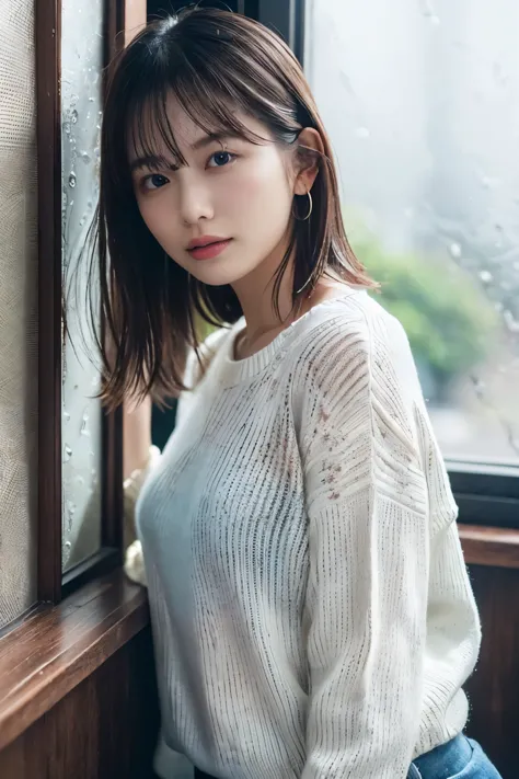 1 girl, (wearing a white summer sweater:1.2), very beautiful japanese idol portraits, 
(raw photos, highest quality), (realistic...