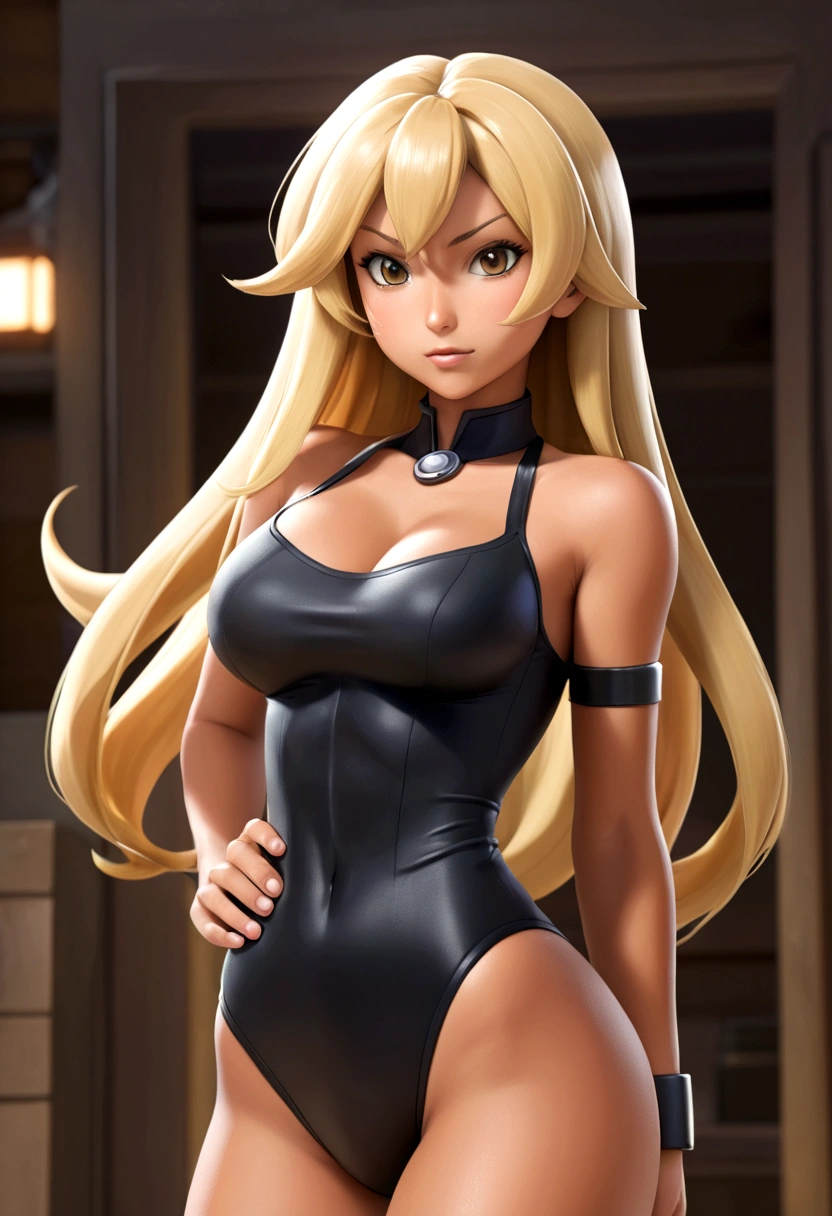 may from Pokémon with blonde hair, very tanned skin, wearing very tight and provocative clothes1girl,solo, blowjob,1boy,solo