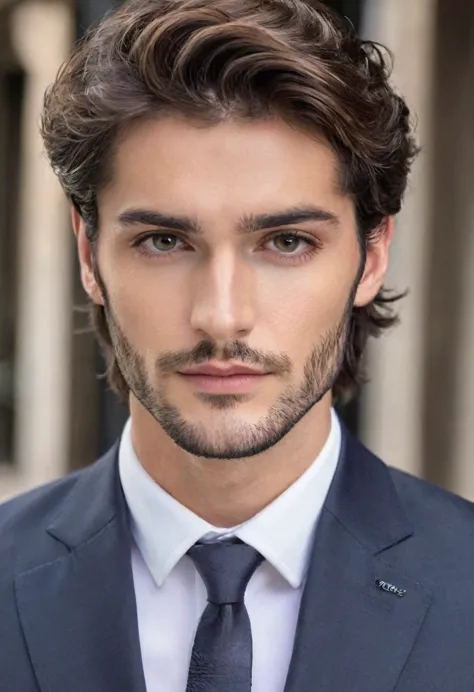 Man in suit looking at camera, face perfect, perfect handsome face, Handsome face, Inspired by Luca Zontini,good looking face, r...