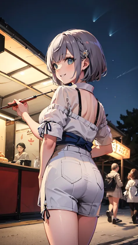 (masterpiece, Highest quality, Super detailed), figure, omatsuri, food stand, One girl, Beautiful Eyes, View your viewers, From ...