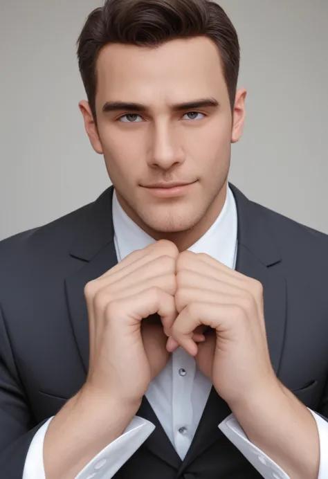 man in suit looking at camera, face perfect, perfect handsome face, handsome face, inspired by luca zontini,good looking face, r...