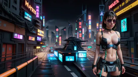 (((aerial view))) of a sprawling cyberpunk cityscape, (((all-glass))) towering skyscrapers, a lot of neon lights and holographic...