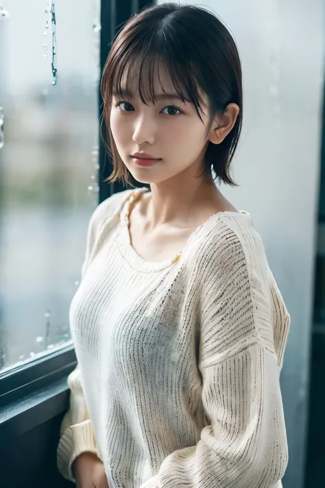 1 girl, (wearing a white summer sweater:1.2), very beautiful japanese idol portraits, 
(raw photos, highest quality), (realistic...