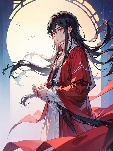 (masterpiece, top quality, best quality,official art, beautiful and aesthetic:1.2),(1man:1.3), long black hair,