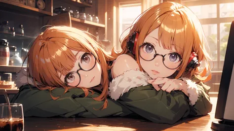 masutepiece, Best Quality, hight resolution, 1girl in, futaba sakura, Blunt bangs, eye glassesの, Burakku Frame Eyewear, Ahoge,or...