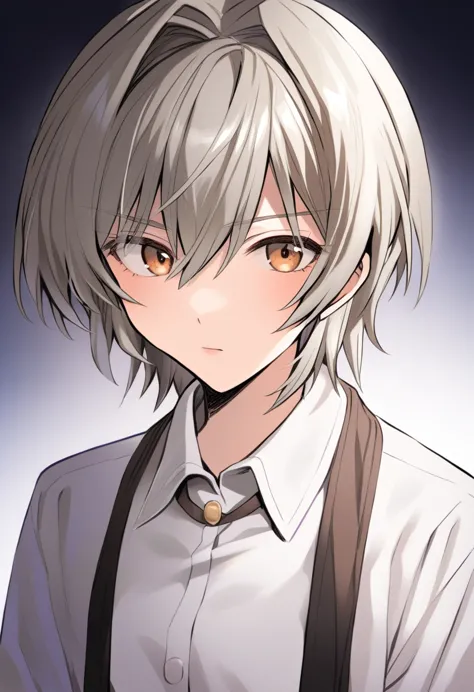 nagisa kaworu,collared shirt, white background, closed mouth