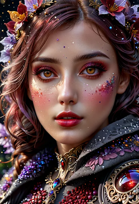 photorealistic  in 32K quality, Fantasy, Artistic, A delicate fairy  with mature features, puffy lips, and stunning realistic ey...