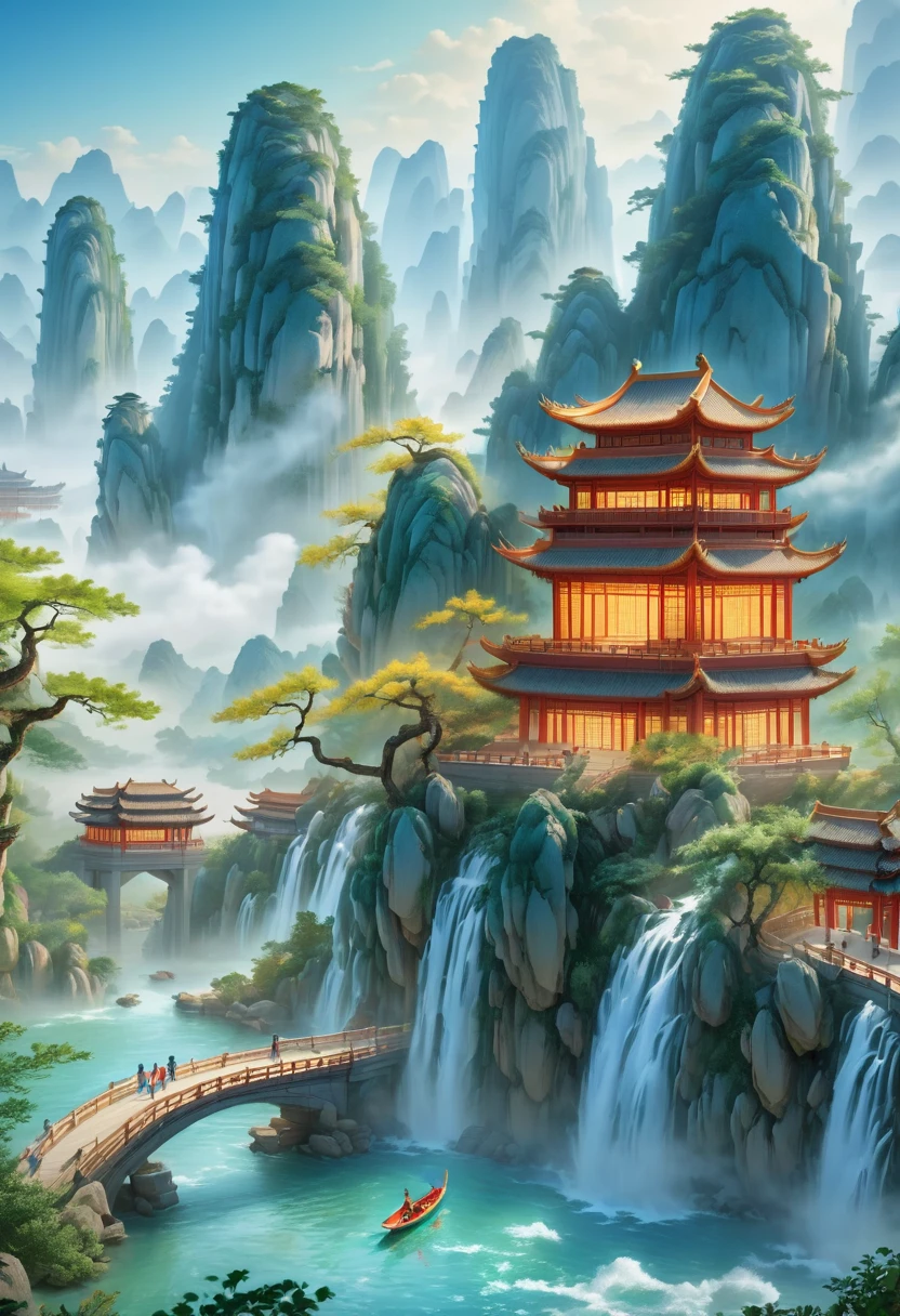 Hand-drawn， Hangzhou Background, Westlake，Asian Stadium， athlete， masterpiece， Super Detail， A magnificent composition， Hyper HD， high quality， Very detailed， Official Art， unity 8k wallpaper， Super Detail， 32k -- V 6