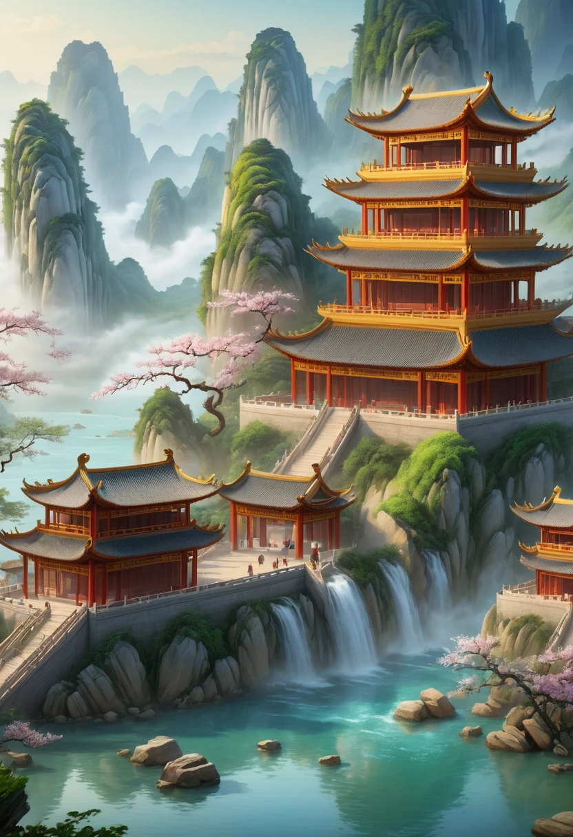 Hand-drawn， Hangzhou Background, Westlake，Asian Stadium， athlete， masterpiece， Super Detail， A magnificent composition， Hyper HD， high quality， Very detailed， Official Art， unity 8k wallpaper， Super Detail， 32k -- V 6