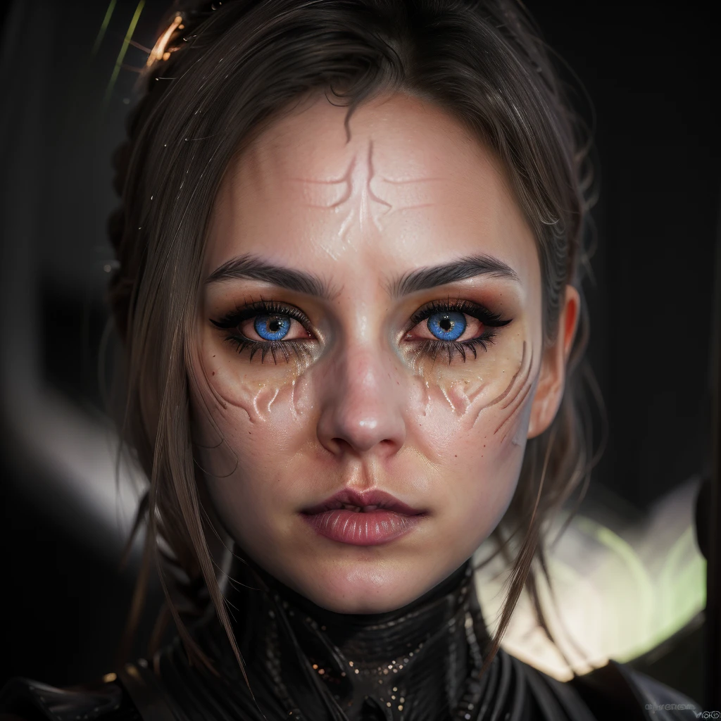 MerrinJS, best quality, standing, symbiote, beautiful detailed eyes, beautiful detailed lips, extremely detailed eyes and face, long eyelashes, intricate symbiotic organism, detailed organic textures, glowing bioluminescent patterns, vibrant neon colors, cinematic lighting, dramatic composition, digital art, highly detailed, photorealistic, 8k, masterpiece