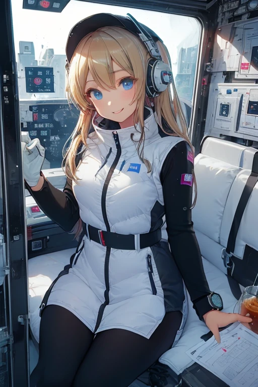 masterpiece, highest quality, high resolution, breasts, 20yo,1 girl,(solo):2,,blonde hair,(inside space station):2,flying:2,floatong:2,zero gravity,wind:1.5,anime lovelive style,

BREAK
headphone,(futurstic tight-fit bodysuit):2,(shiny silver long downvest):100,(northface silver metallic puffy downvest):2,(puffy):2,(black sleeves):5,(black tights):2,(black belt),futuristic boots and gloves,(smartwatch):100,astrovest
BREAK
1 girls, sitting in spacecraft cabin with 4-point seat belt, securely fastened, space station interior, looking out of large windows at Earth below, beautiful eyes, she have aluminum foil pouch,(aluminum foil pouch with plastic viewing window):2, contains nutritious liquid or puree together, smiling and chatting, bright and cheerful expressions, high quality cinematic lighting, detailed textures, sharp focus,blue hair,blue eyes,

