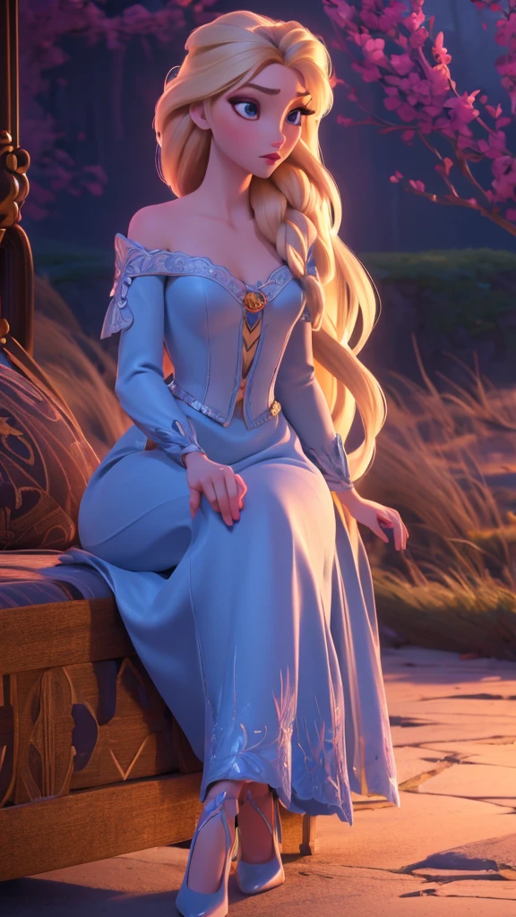 a beautiful girl with long blonde hair,a beautiful girl with long dark hair,high heels,corset,extremely detailed face and eyes,elegant dress,seductive expression,detailed background,beautiful detailed lips,longeyelashes,photorealistic,ultra-detailed,masterpiece,cinematic lighting,detailed environment,dramatic lighting,vivid colors,fantasy,surreal