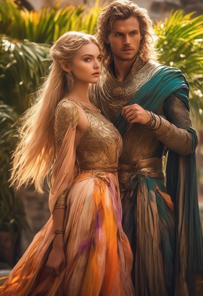 (masterpiece), bokeh>4k,very best quality, very expressive eyes, perfect faces VERY HANDSOME ATTRACTIVE[[different lysene couples man and woman together inancientold free city in city of King's Landing the capital of Westeros from game of thrones wearing very loose kinda cool kinda thin fine very flowy kinda fiilmy robesdress]] very old ancient epic world looks feel [both males and females together ]garments vivid colors shades and pastels retro look feel with blonde darker brownblondes And darker hair color shadescurled hair in very exotic like paradiasical like garden settings both males females in it with kinda 80s-90ish style animatedtlook, , very vivid vibrant strikingvibrant color grading, epic fantasy, bokeh, close-up portrait and looking very much like in the old ancient very almost otherworldly amazing exotic almost tropical beautiful rich kinda verdant lush ancient worlds epic feelluxuriantcity King's Landing more illustrated look feel close up very epic fantaSy ancient world look feel very epic and sculptural ancient worlds a variet and diversity ofsculpted moulded chiseled well built looks and appearances with very exotic blooms plant people unbelievably strikingly beautiful kinda somewhat exotic ad purplish or amethyst eyes into the looks vibrantly strikingly beaitiful and handsome amidst some amazingly unbelievably exotic luxuriant foreign almost otherworldly blooms verdant flora and fauna in a courtyard garden males females together