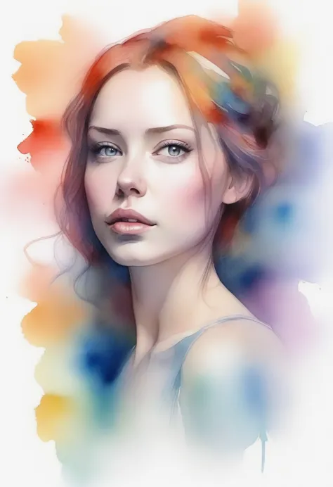 (8k, best quality, masterpiece:1.2),(best quality:1.0), (ultra highres:1.0), watercolor, a beautiful woman, shoulder, hair ribbo...