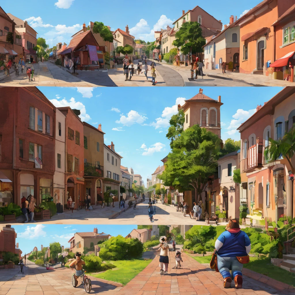 CHILD,  chubby，shirtless， alone， detailed， high resolution，， Masterpiece，Obesity in the extremities.，Over weight，Peter Junior，people,  traveling through the town,   heroe del pueblo