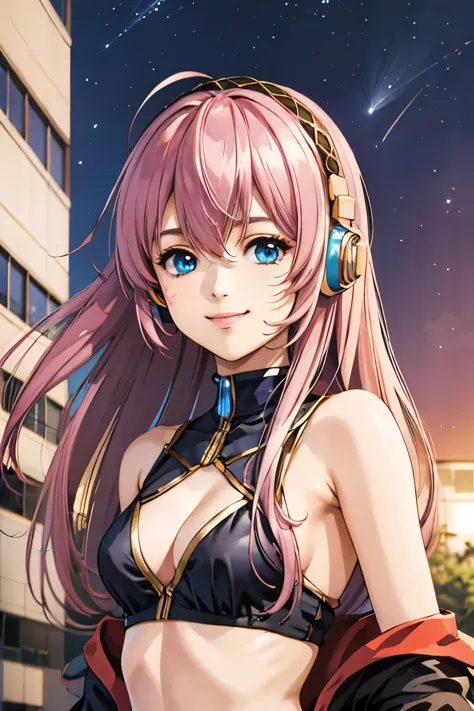 megurine luka, smile, view your viewers, headphones