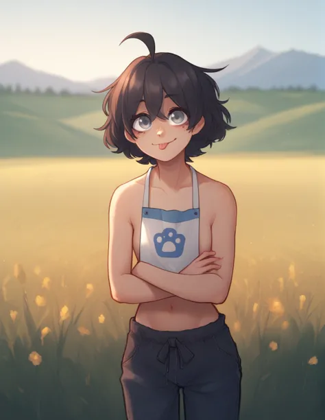 1 girl, alone, ppka, black fur, short hair, messy fur, ahoge, parts, parts por todo el cuerpo, grey eyes, blind, cute smile look...