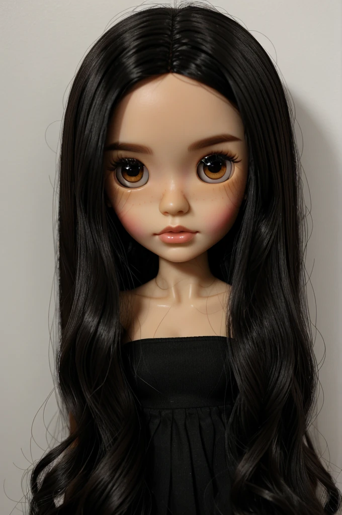 Blythe doll long black hair black eyes brown skin SeaArt AI