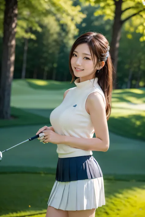 (((1girl:1.3))), ((23yo:1.3)), (she is Professional Golfer active around world), 
BREAK 
(happy smile:1.2), 
((medium large brea...