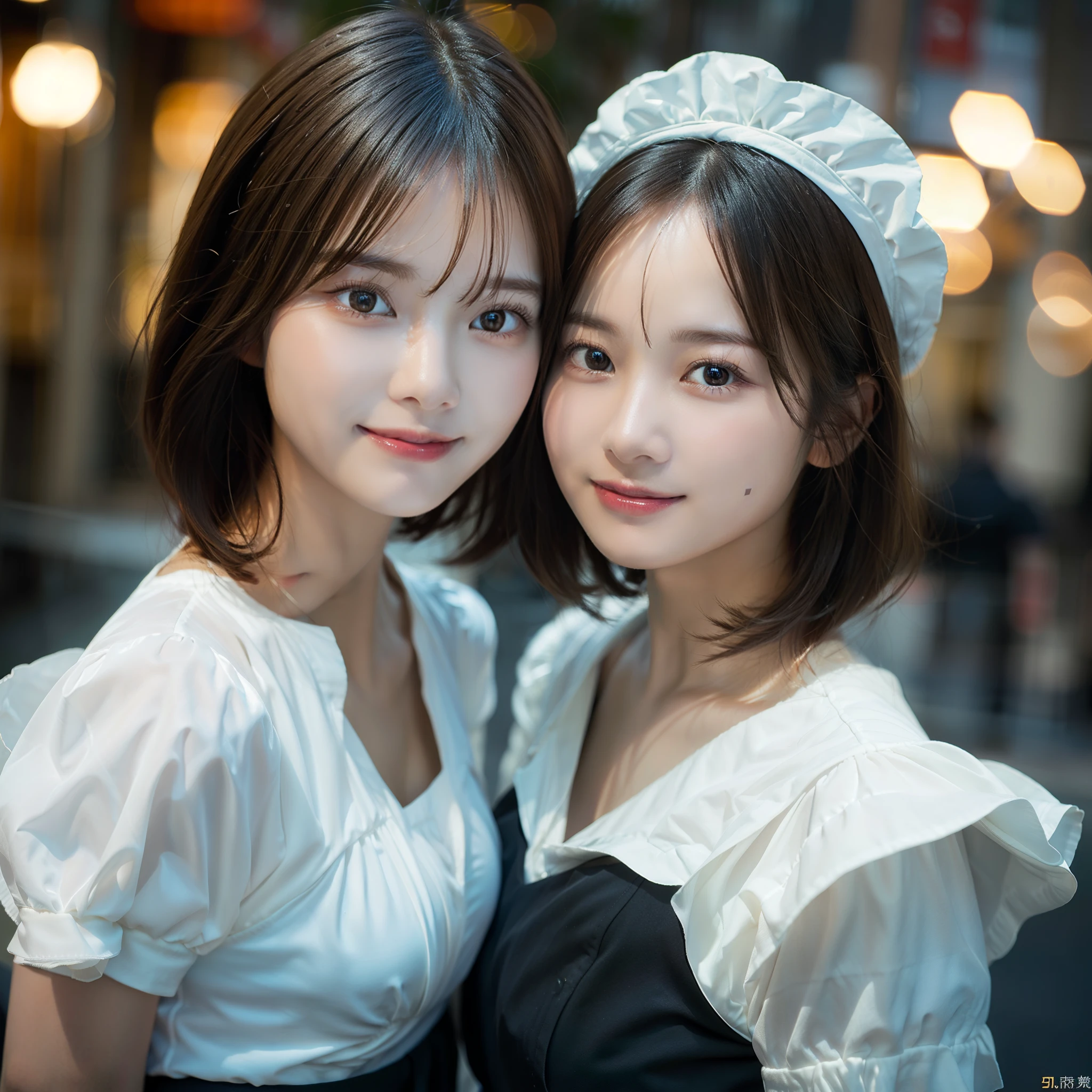 top-quality、8K Masterpiece、超A high resolution、(Photorealsitic:1.3)、Raw photo、女の子1人、Short bob hair、glowy skin、maid clothes、((super realistic details))、portlate、globalillumination、octan render、in 8K、ultrasharp、Beautiful breasts、highly intricate detail、Realistic light、CGSoation Trends、beautidful eyes、radiant eyes、Facing the camera、Spiteful smile