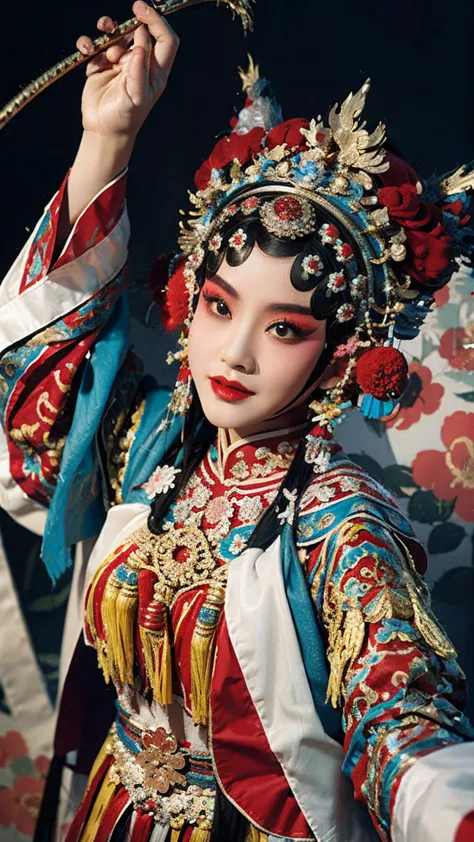 masterpiece, best quality, masterpiece, best quality, 1 girl, peking opera,qibi