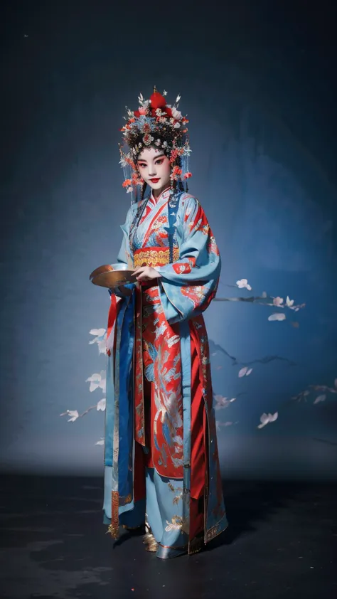 masterpiece, best quality, masterpiece, best quality, 1 Girl, Flowing costumes，Maximum chest，Peking Opera,Qibi