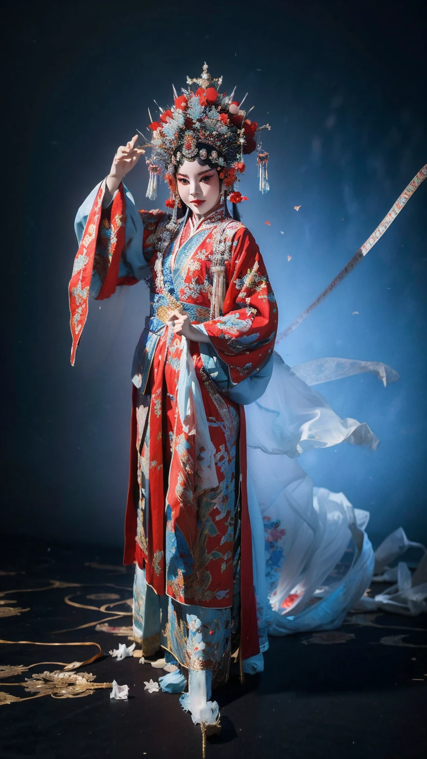 Meisterwerk, beste Qualität, Meisterwerk, beste Qualität, 1 Mädchen, Fließendes Kostüm mit maximaler Brust，Pekingoper,Qibi