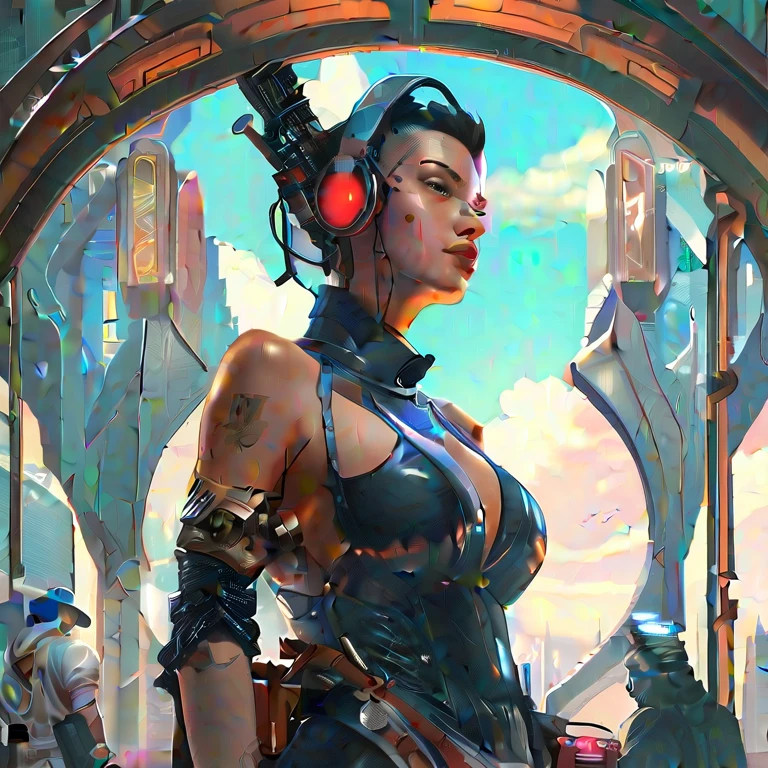 cyberpunk, cinematographic frame, distopian future, ultra realistic, 8k, vibrant, detailed, zbrush, comic book illustration, trending at artstation, by peter mohrbacher, by wlop, by ruan jia, by alphonse mucha, by dmitry prozorov, by norman rockwell,