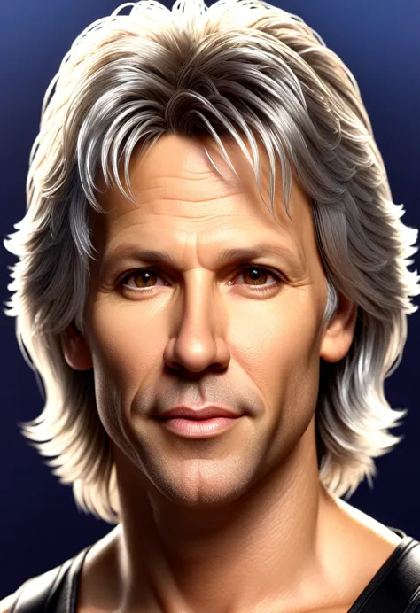 A man named Lineker, 45 years old, with light hair and brown eyes, whose face resembles the singer Jon Bon Jovi, would likely ha...