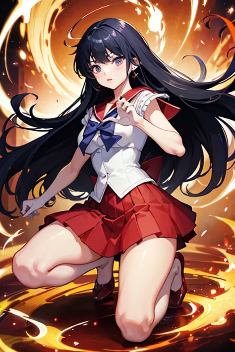 masterpiece, Highest quality, Absurd, Perfect Anatomy, One girl, alone, SM Mars, Very long hair, Parted bangs, Sailor Warrior Un...