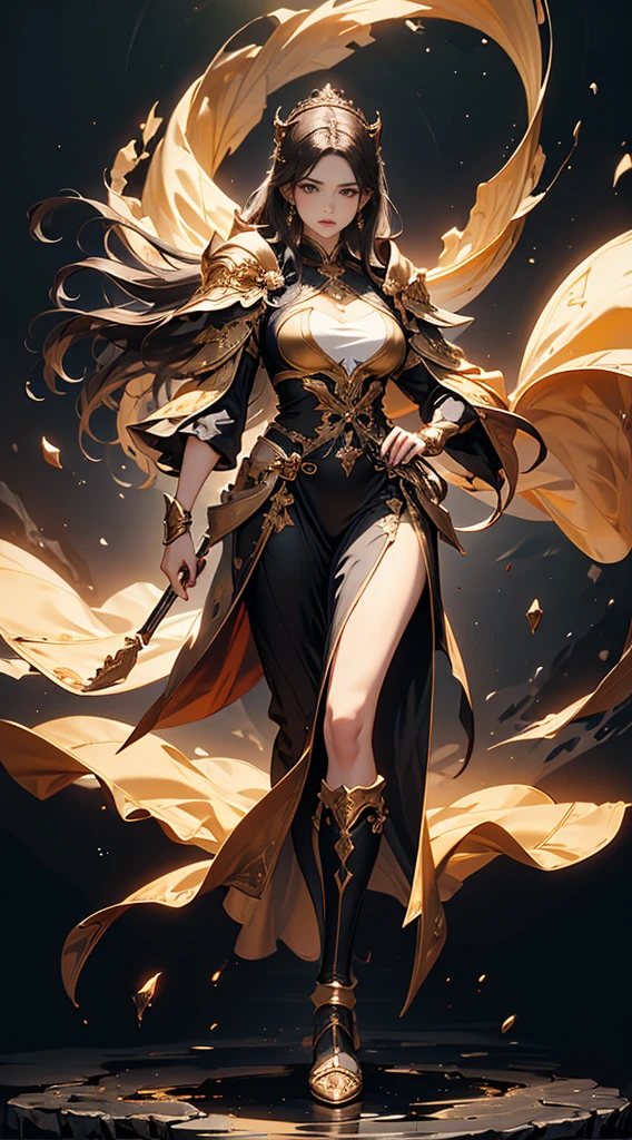 Highest quality、masterpiece、8K、Realistic、超High resolution、Very delicate and beautiful、High resolution、Fantasy、Perfect female body、mature woman、brown Hair、Toned body、Cape、Clothing with low exposure、Full body emphasis、Simple Background、Queen、dress、gorgeous