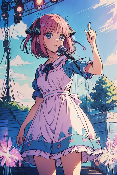 ((masterpiece, best quality)),very detailed, simple eyes, ((((outdoors,standing)))), (((blue eyes))), 1girl, (((kawai dress))), ...