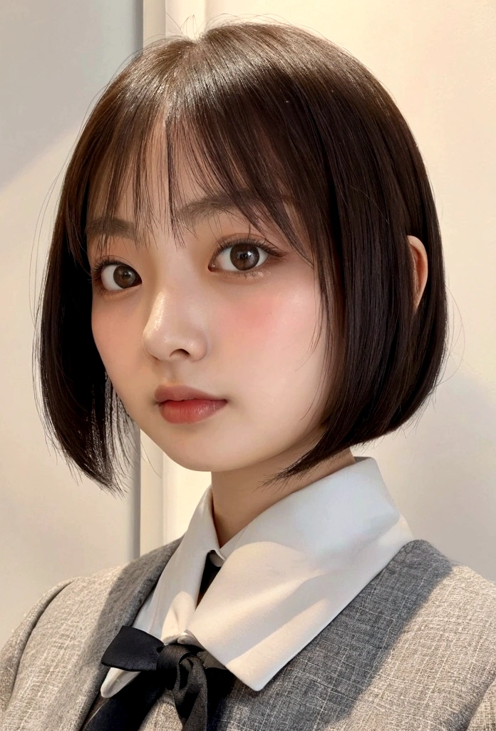 Japanese,woman,Bob Hair,Big eyes,round face,uniform