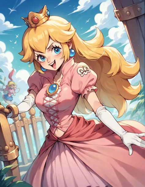 imagine princess peach dressed as a pirate if she were a pirate from the anime one piece