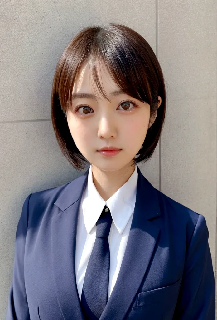 Japanese,woman,Bob Hair,Big eyes,round face,uniform