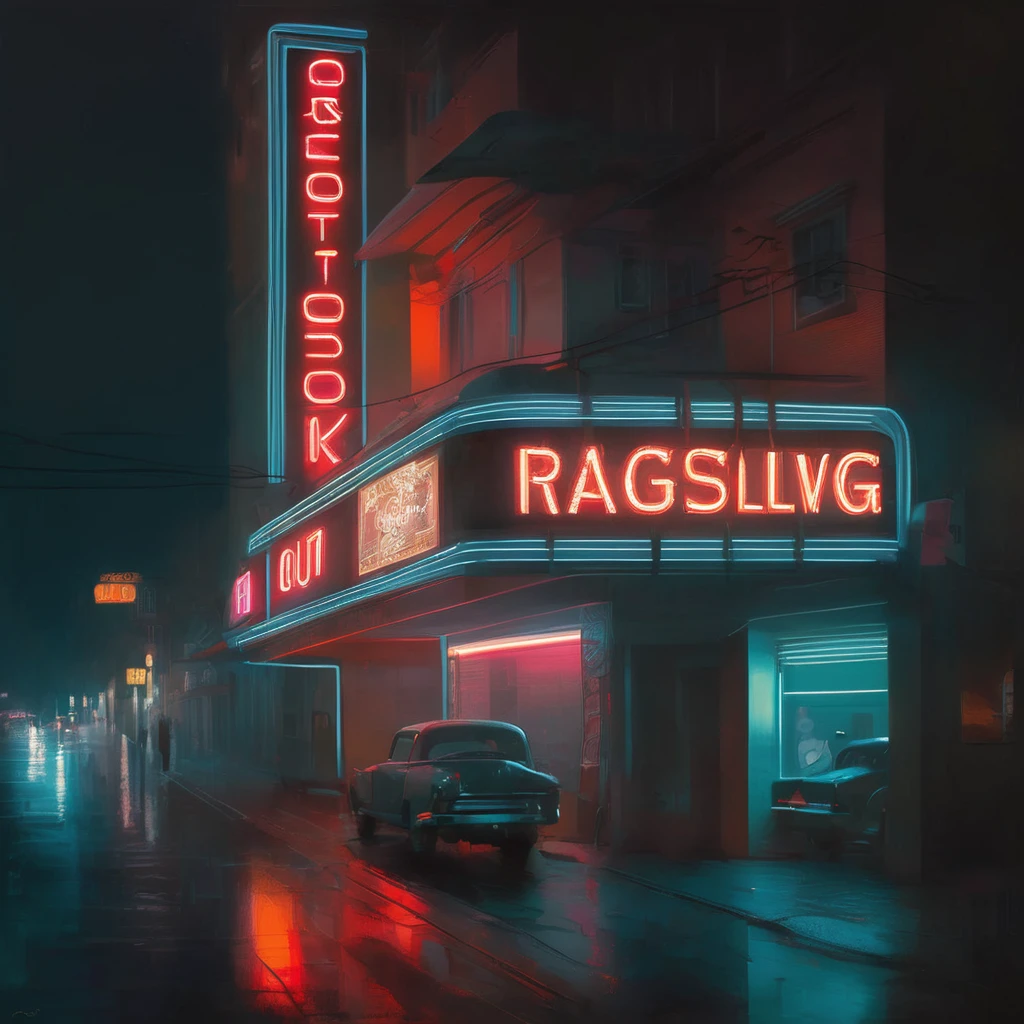 neon sign, Greg Rutkowski(Greg Rutkowski), best quality, masterpiece, very aesthetic, perfect composition, intricate details, very detailed.The feeling of taking a picture of the city from afar
