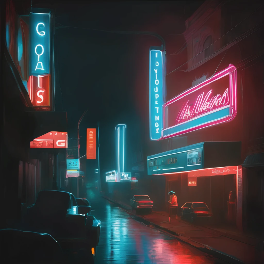 neon sign, Greg Rutkowski(Greg Rutkowski), best quality, masterpiece, very aesthetic, perfect composition, intricate details, very detailed.The feeling of taking a picture of the city from afar
