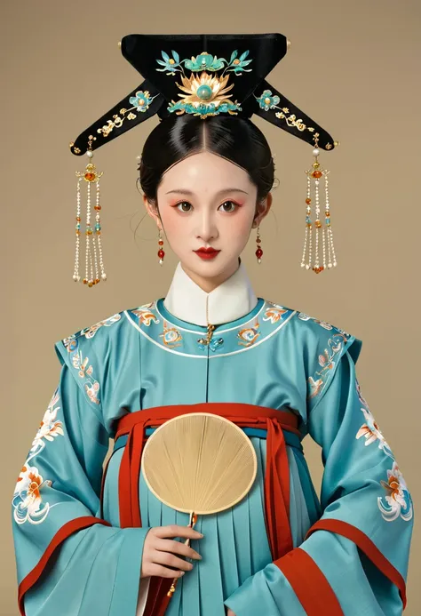 chinese classical girl portrait，symmetry，round face，bright eyes，smooth skin，chinese song dynasty official uniform,egotistical,of...