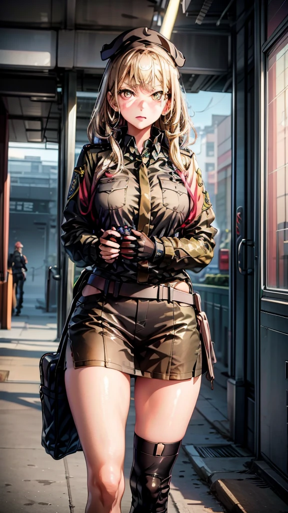 les yeux jaunes,   une femme en uniforme de police posant pour une photo, Fanart de Marin Kitagawa, fille anime séduisante, oppaï, police officier, officier, gamme murata et artgerm, germe d&#39;art extrêmement détaillé, from filles en première ligne, fine détails. filles en première ligne, cushart krenz art clé féminin, 1 fille, qualité bête, blond, les yeux jaunes, chef-d&#39;œuvre, 4k, 8k, 10k, Plus_détails:-1, Plus_détails:0, Plus_détails:0.5, Plus_détails:1, Plus_détails:1.5, Plus_détails:-1, Plus_détails:0, Plus_détails:0.5, Plus_détails:1, Plus_détails:1.5, Plus_détails:-1, Plus_détails:0, Plus_détails:0.5, Plus_détails:1, Plus_détails:1.5