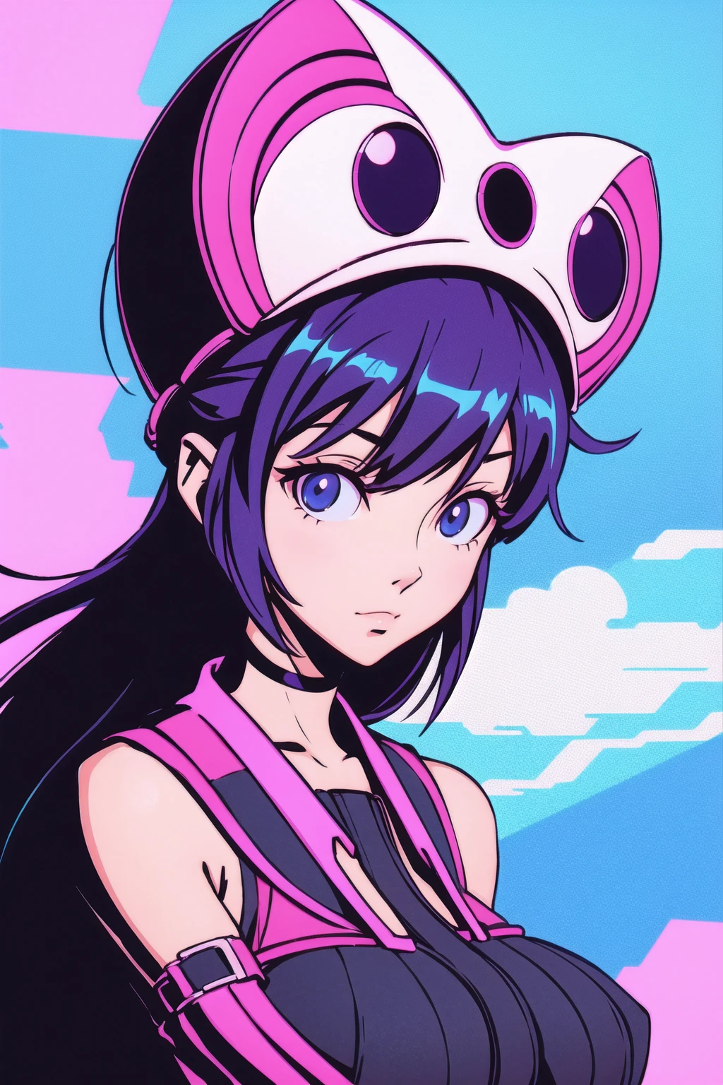 cute synthwave anime girl