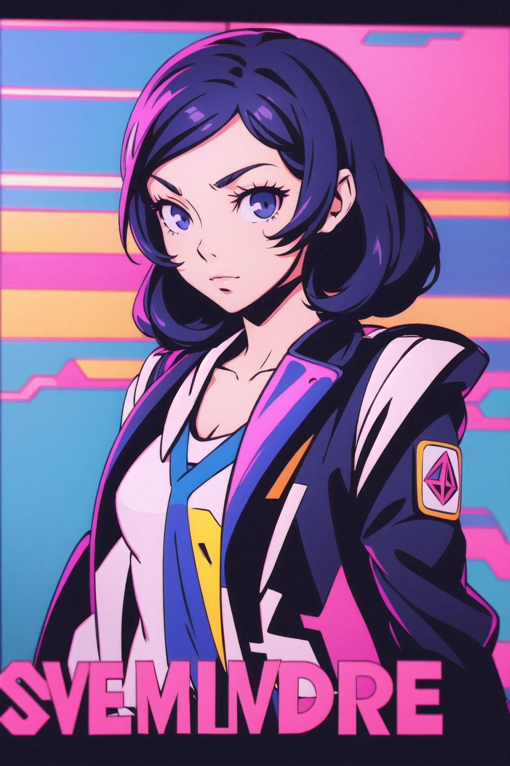 cute synthwave anime girl